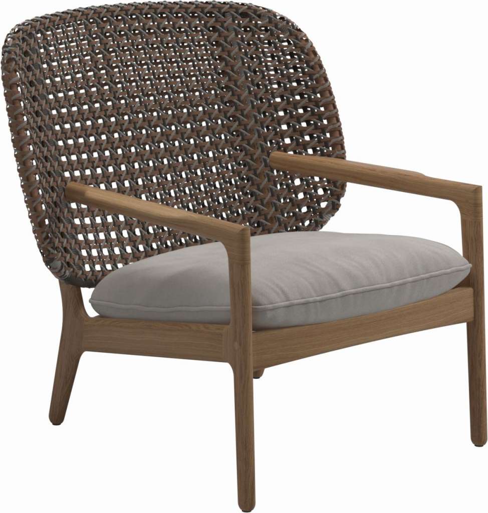 Gloster - Kay Lounge Sessel Low Back - Geflecht: Brindle - Kissen:  - Fife Bone - outdoor