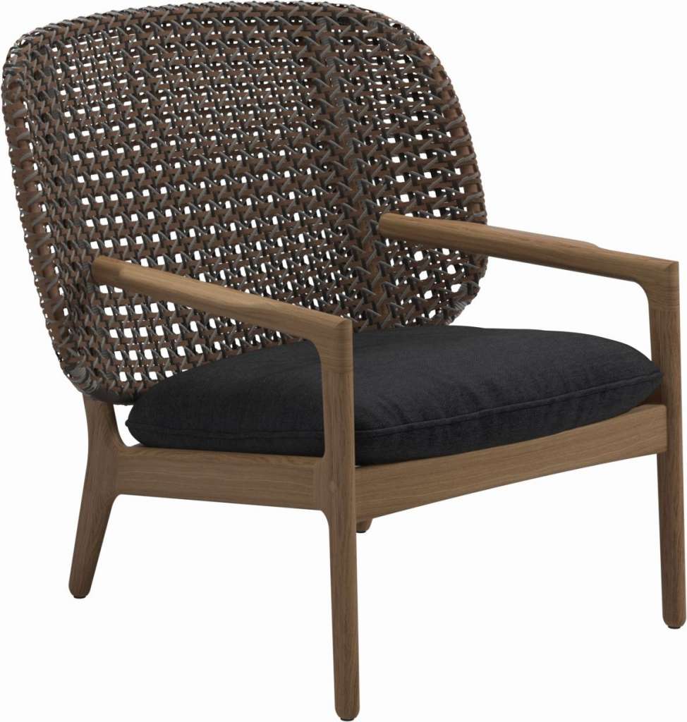 Gloster - Kay Lounge Sessel Low Back - Geflecht: Brindle - Kissen:  - Fife Nightshade - outdoor