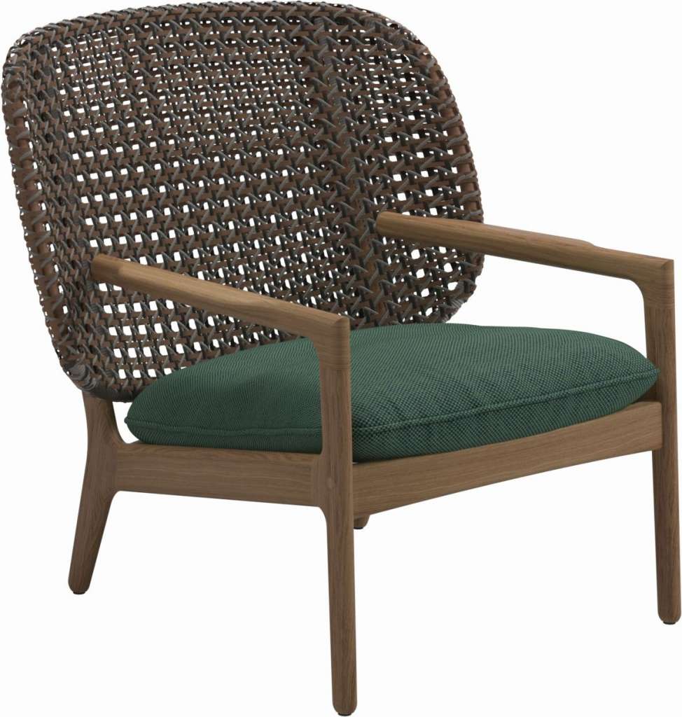 Gloster - Kay Lounge Sessel Low Back - Geflecht: Brindle - Kissen:  - Robben Forest - outdoor
