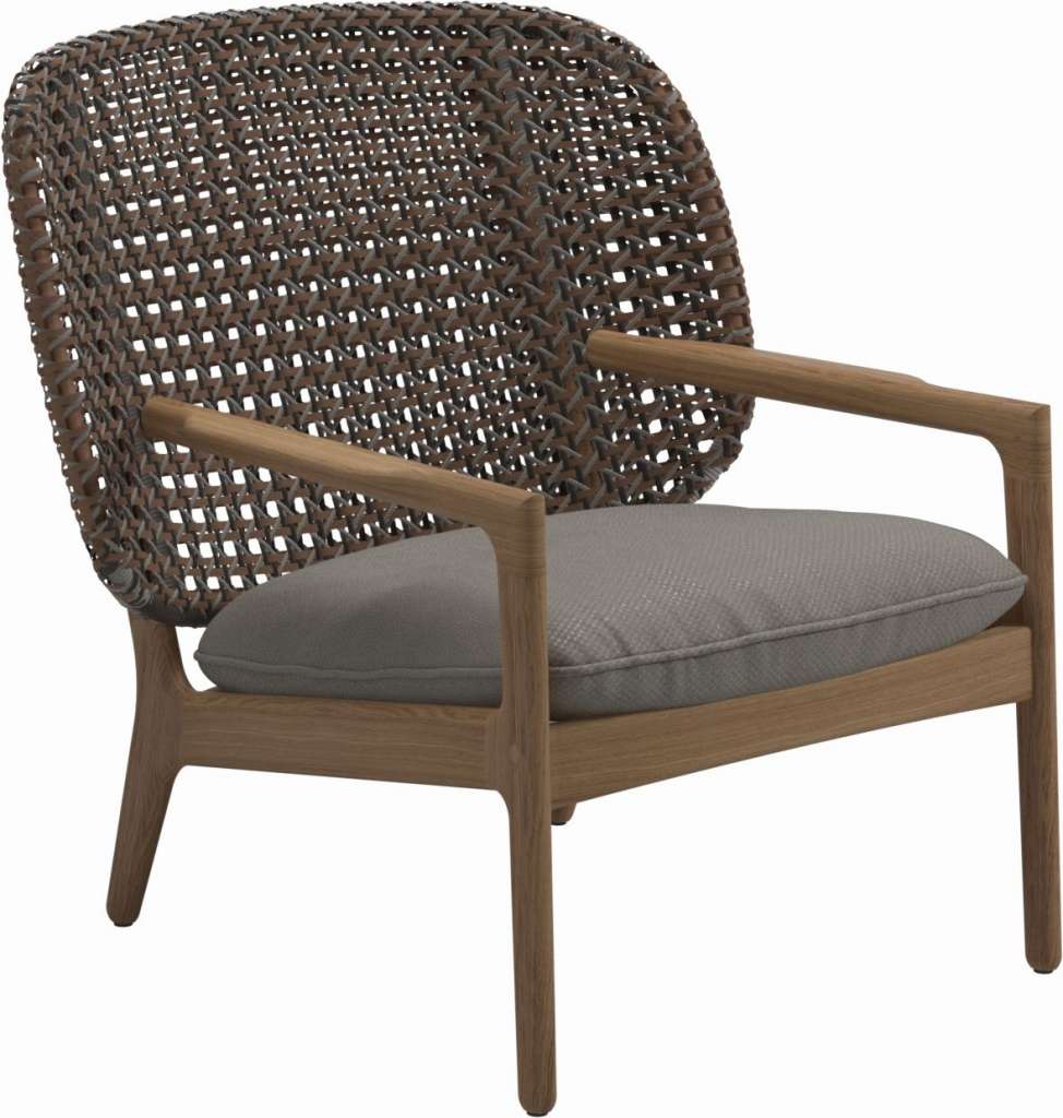 Gloster - Kay Lounge Sessel Low Back - Geflecht: Brindle - Kissen:  - Dot Nimbus - outdoor
