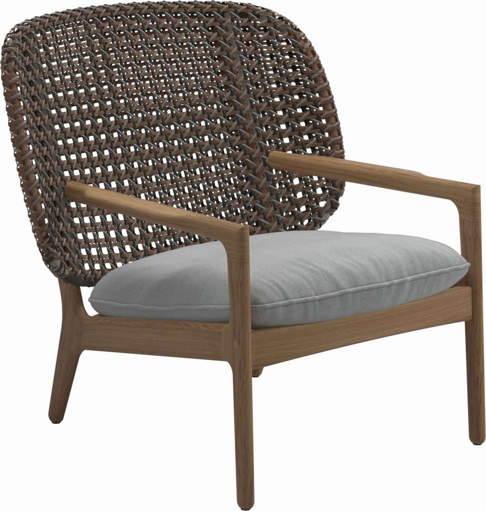 Gloster - Kay Lounge Sessel Low Back - Geflecht: Brindle - Kissen:  - Tuck Dust - outdoor