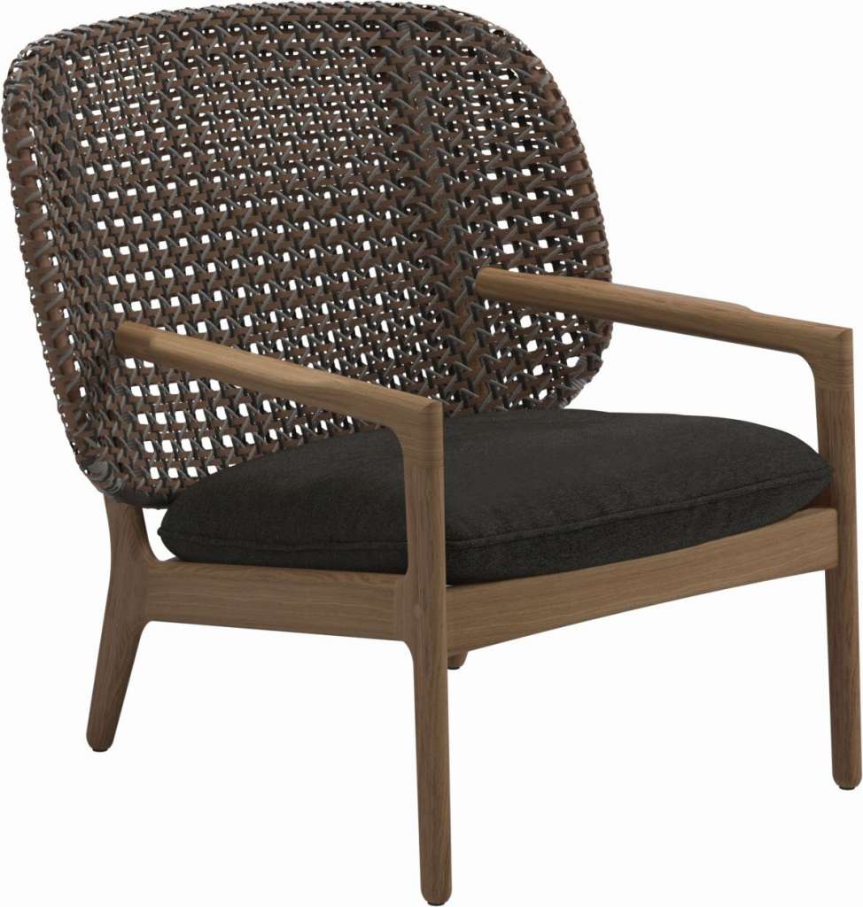 Gloster - Kay Lounge Sessel Low Back - Geflecht: Brindle - Kissen:  - Tuck Sable - outdoor