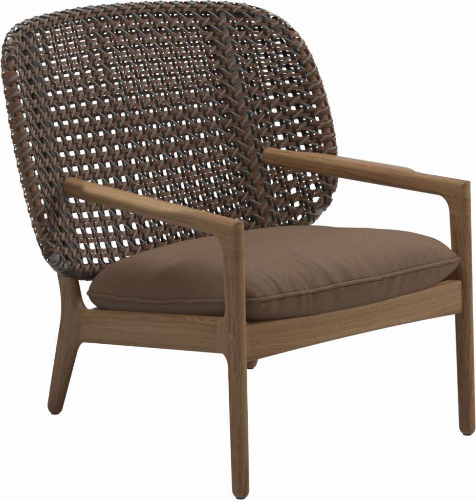 Gloster - Kay Lounge Sessel Low Back - Geflecht: Brindle - Kissen:  - Ravel Ginger - outdoor