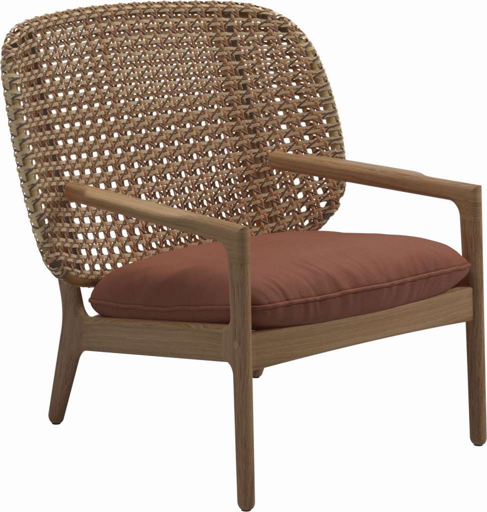 Gloster - Kay Lounge Sessel Low Back - Geflecht: Harvest - Kissen:  - Blend Clay - outdoor