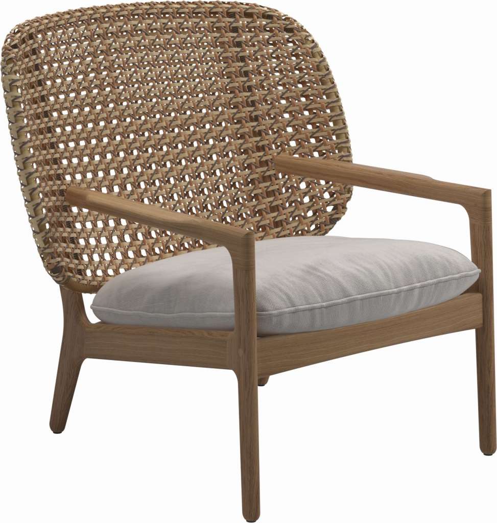 Gloster - Kay Lounge Sessel Low Back - Geflecht: Harvest - Kissen:  - Elite Frost - outdoor