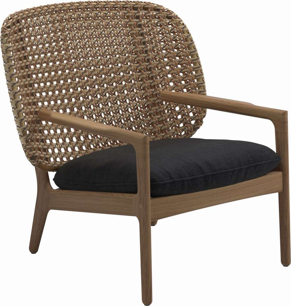 Gloster - Kay Lounge Sessel Low Back - Geflecht: Harvest - Kissen:  - Fife Nightshade - outdoor