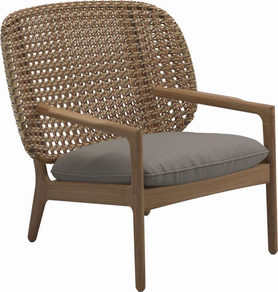 Gloster - Kay Lounge Sessel Low Back - Geflecht: Harvest - Kissen:  - Dot Nimbus - outdoor