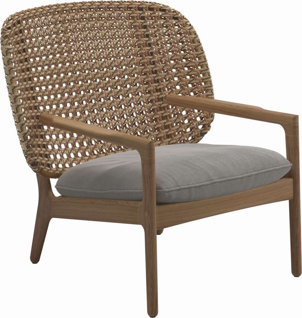 Gloster - Kay Lounge Sessel Low Back - Geflecht: Harvest - Kissen:  - Tuck Malt - outdoor