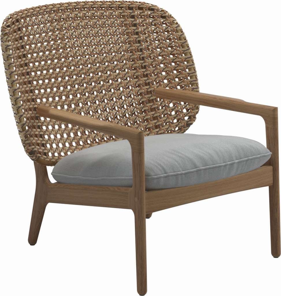 Gloster - Kay Lounge Sessel Low Back - Geflecht: Harvest - Kissen:  - Tuck Dust - outdoor