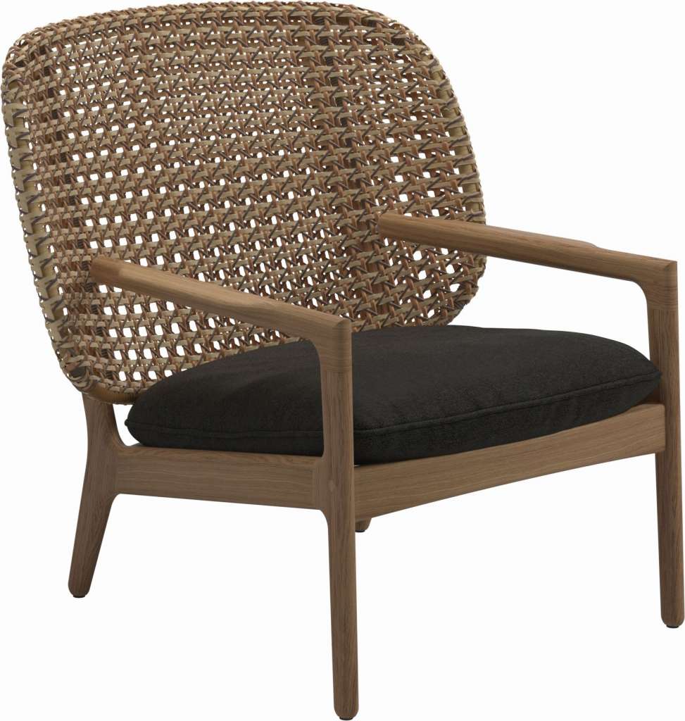 Gloster - Kay Lounge Sessel Low Back - Geflecht: Harvest - Kissen:  - Tuck Sable - outdoor