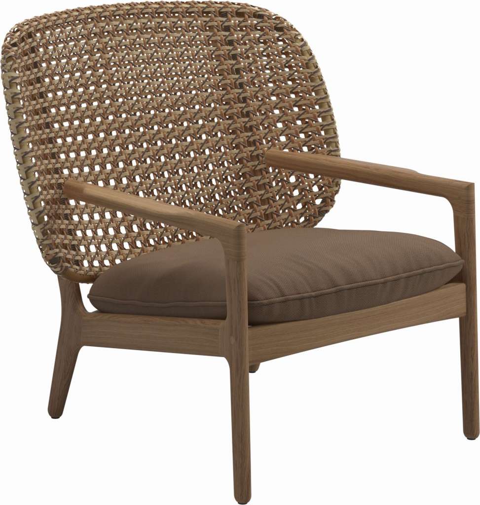 Gloster - Kay Lounge Sessel Low Back - Geflecht: Harvest - Kissen:  - Ravel Ginger - outdoor