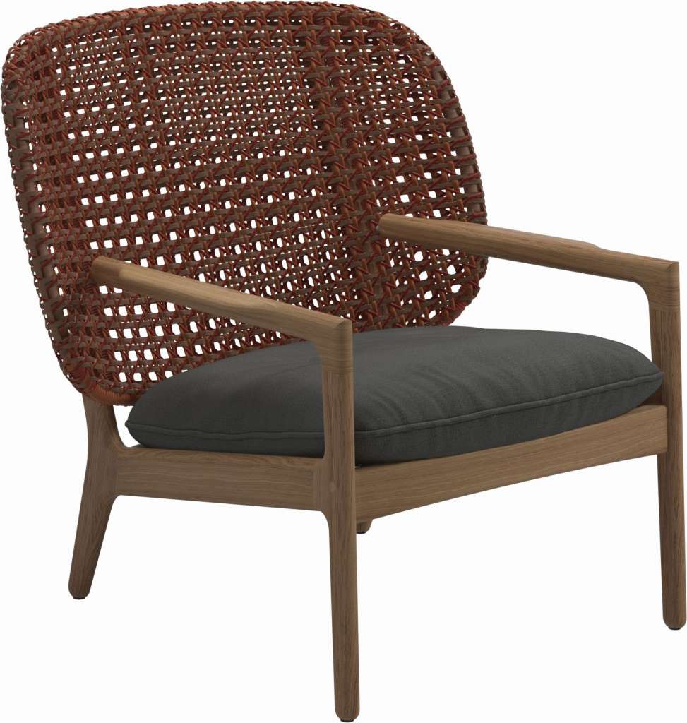 Gloster - Kay Lounge Sessel Low Back - Geflecht: Copper - Kissen:  - Blend Coal - outdoor