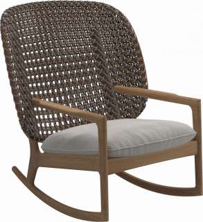 Gloster - Kay Schaukelstuhl High Back - Geflecht: Brindle - Kissen:  - Blend Linen - outdoor