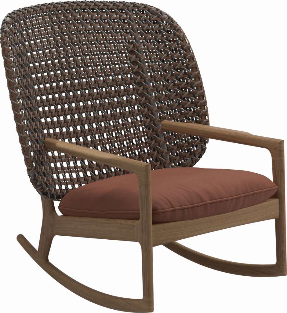 Gloster - Kay Schaukelstuhl High Back - Geflecht: Brindle - Kissen:  - Blend Clay - outdoor
