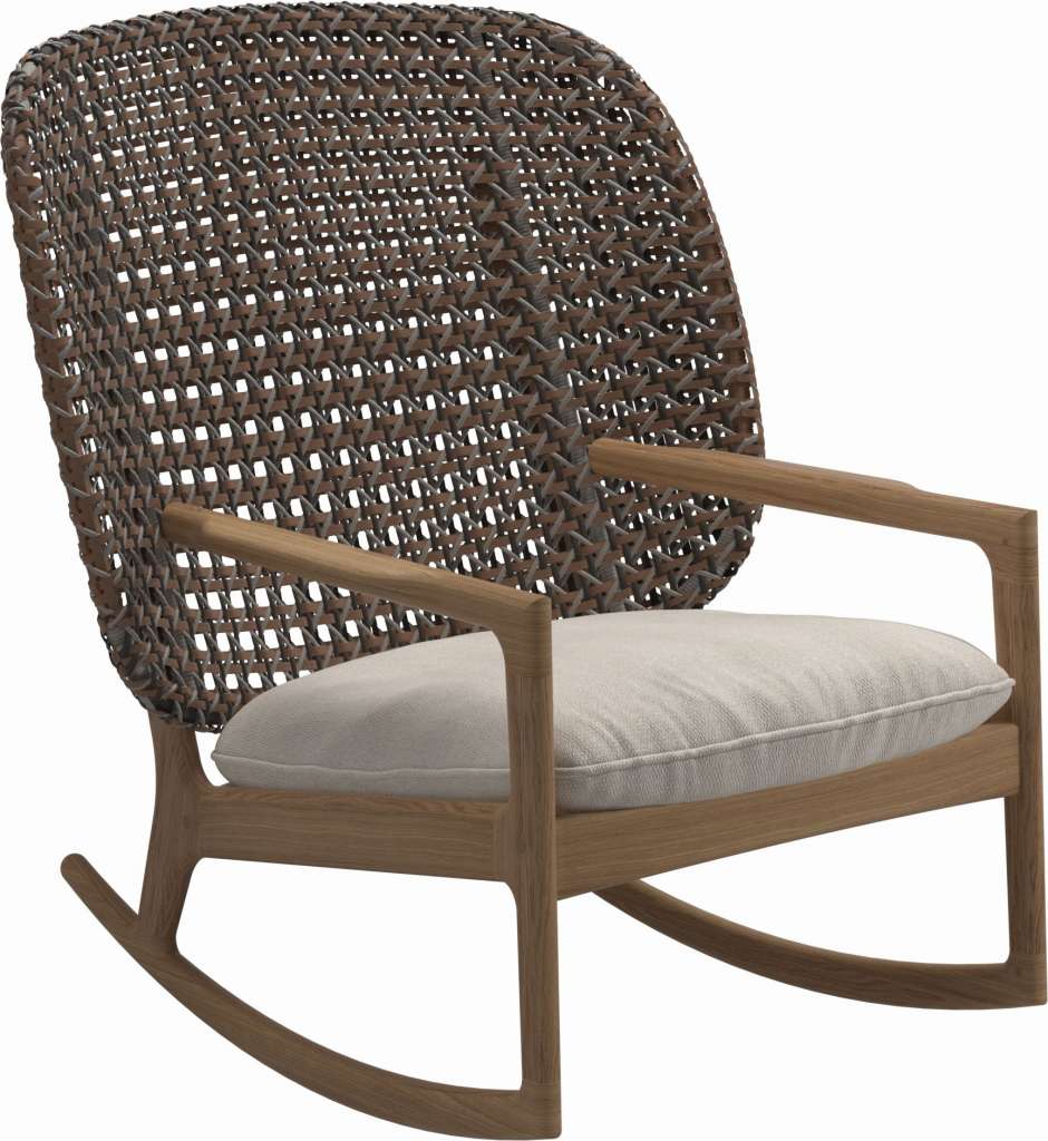 Gloster - Kay Schaukelstuhl High Back - Geflecht: Brindle - Kissen:  - Virtue Cloud - outdoor