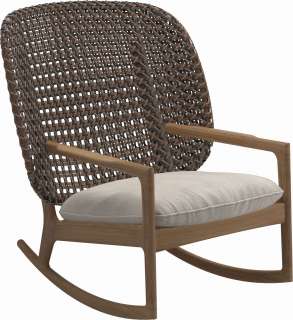 Gloster - Kay Schaukelstuhl High Back - Geflecht: Brindle - Kissen:  - Virtue Cloud - outdoor