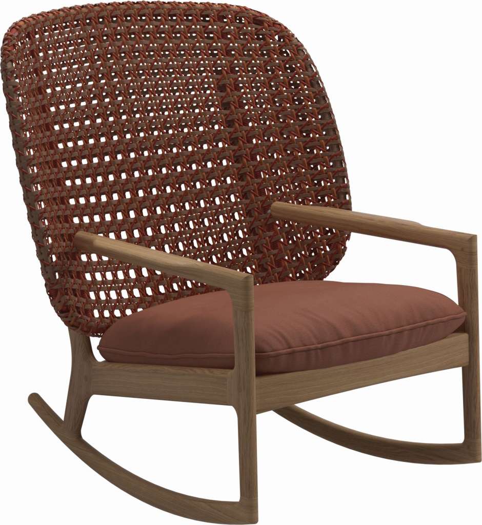 Gloster - Kay Schaukelstuhl High Back - Geflecht: Copper - Kissen:  - Blend Clay - outdoor