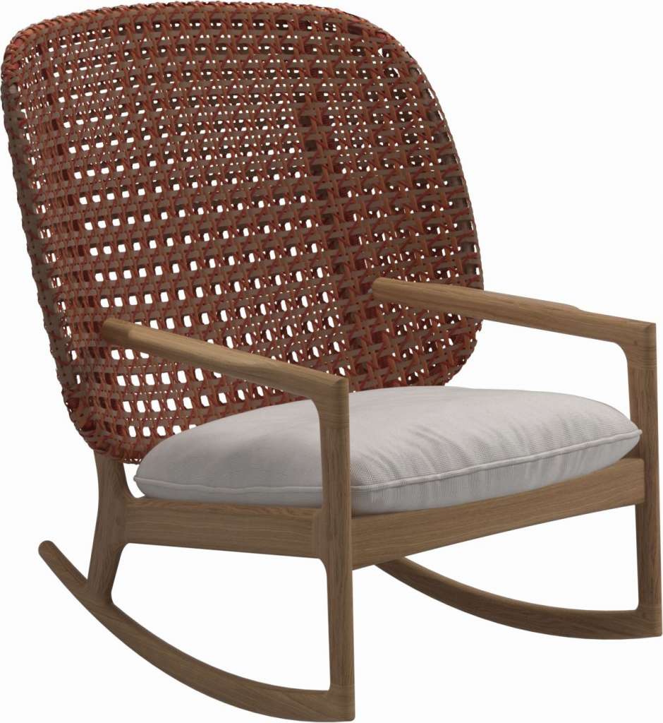Gloster - Kay Schaukelstuhl High Back - Geflecht: Copper - Kissen:  - Elite Frost - outdoor