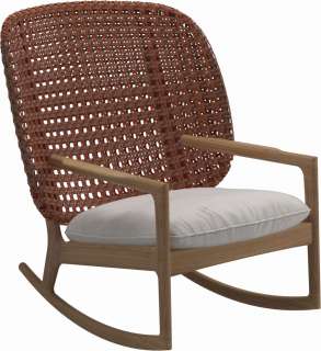Gloster - Kay Schaukelstuhl High Back - Geflecht: Copper - Kissen:  - Elite Frost - outdoor