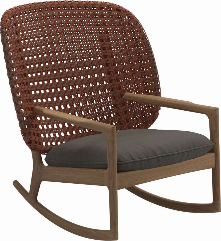 Gloster - Kay Schaukelstuhl High Back - Geflecht: Copper - Kissen:  - Fife Platinum - outdoor