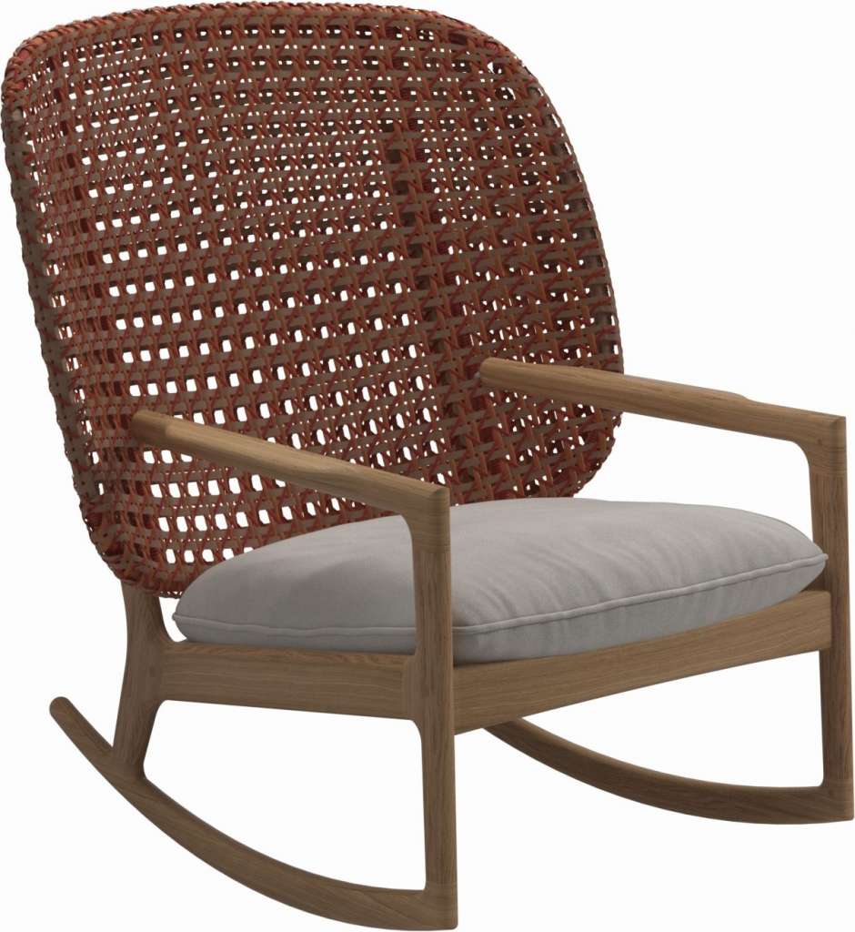 Gloster - Kay Schaukelstuhl High Back - Geflecht: Copper - Kissen:  - Fife Bone - outdoor