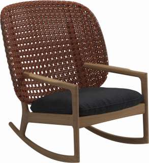 Gloster - Kay Schaukelstuhl High Back - Geflecht: Copper - Kissen:  - Fife Nightshade - outdoor