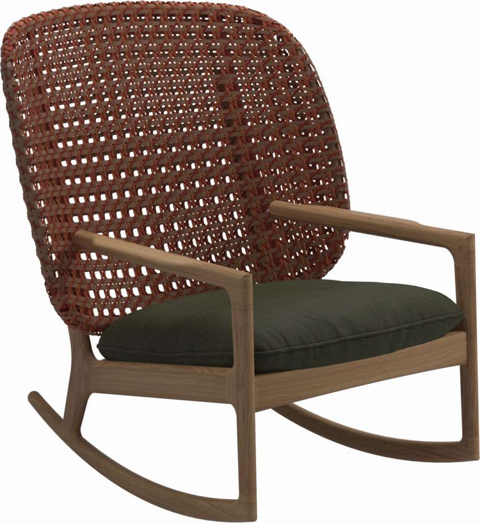 Gloster - Kay Schaukelstuhl High Back - Geflecht: Copper - Kissen:  - Fife Olive - outdoor