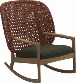 Gloster - Kay Schaukelstuhl High Back - Geflecht: Copper - Kissen:  - Fife Olive - outdoor