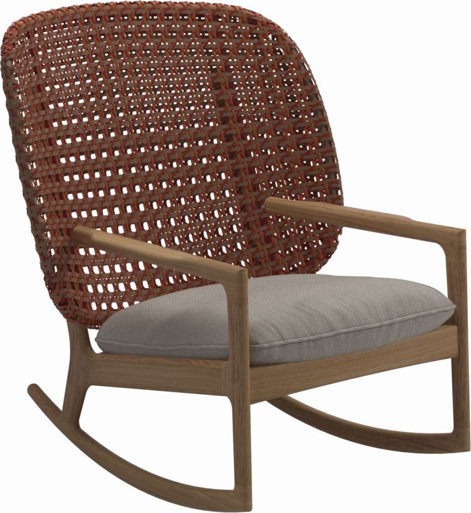 Gloster - Kay Schaukelstuhl High Back - Geflecht: Copper - Kissen:  - Couture Pebble - outdoor