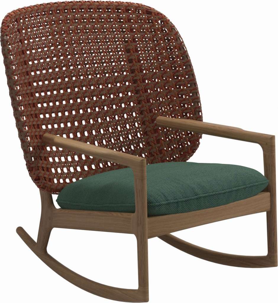 Gloster - Kay Schaukelstuhl High Back - Geflecht: Copper - Kissen:  - Robben Forest - outdoor