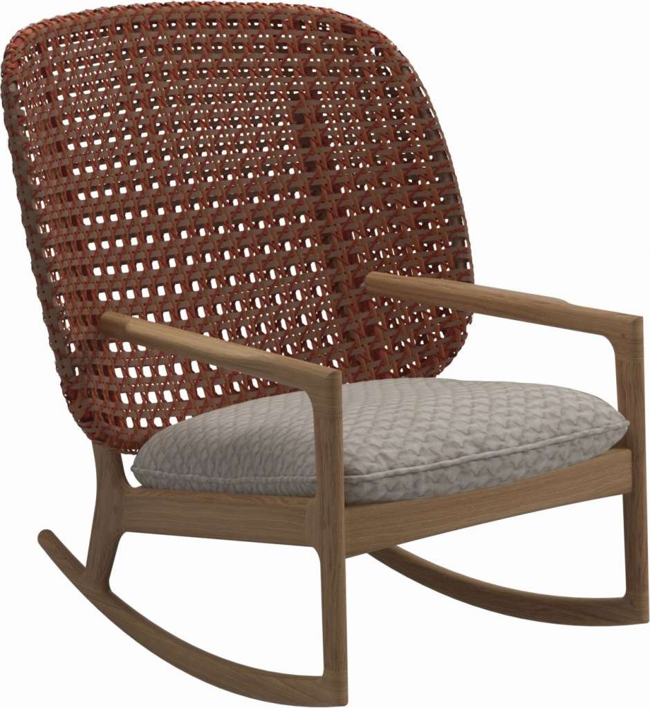 Gloster - Kay Schaukelstuhl High Back - Geflecht: Copper - Kissen:  - Wave Buff - outdoor