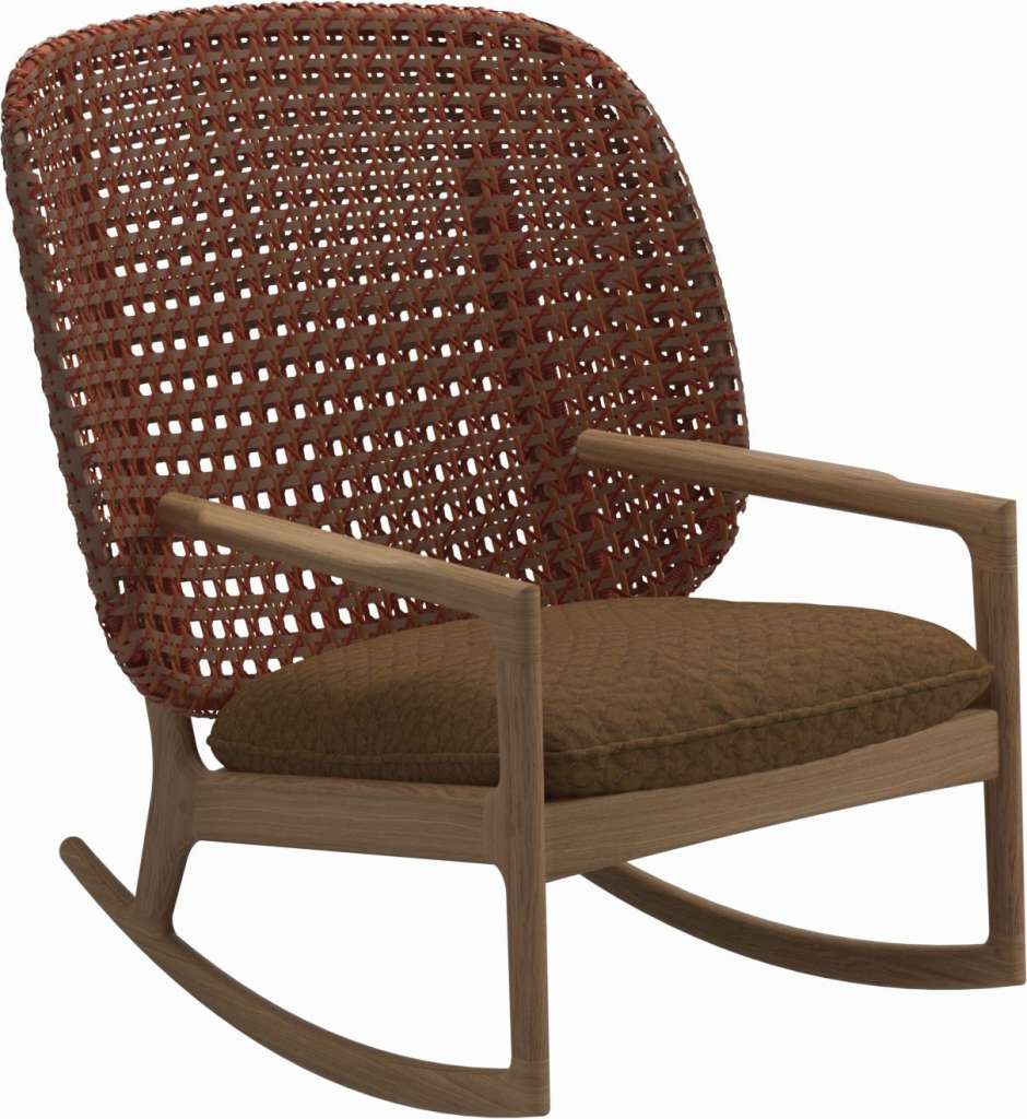 Gloster - Kay Schaukelstuhl High Back - Geflecht: Copper - Kissen:  - Wave Russet - outdoor