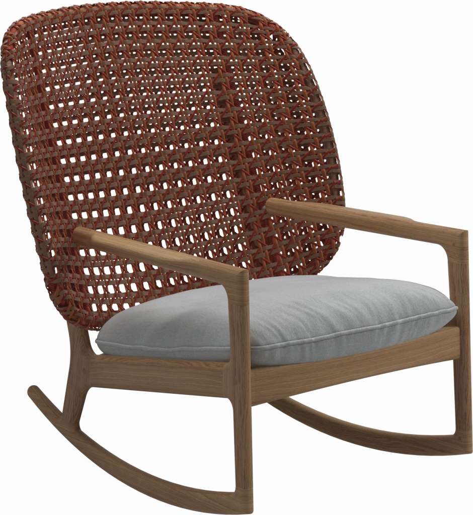 Gloster - Kay Schaukelstuhl High Back - Geflecht: Copper - Kissen:  - Tuck Dust - outdoor