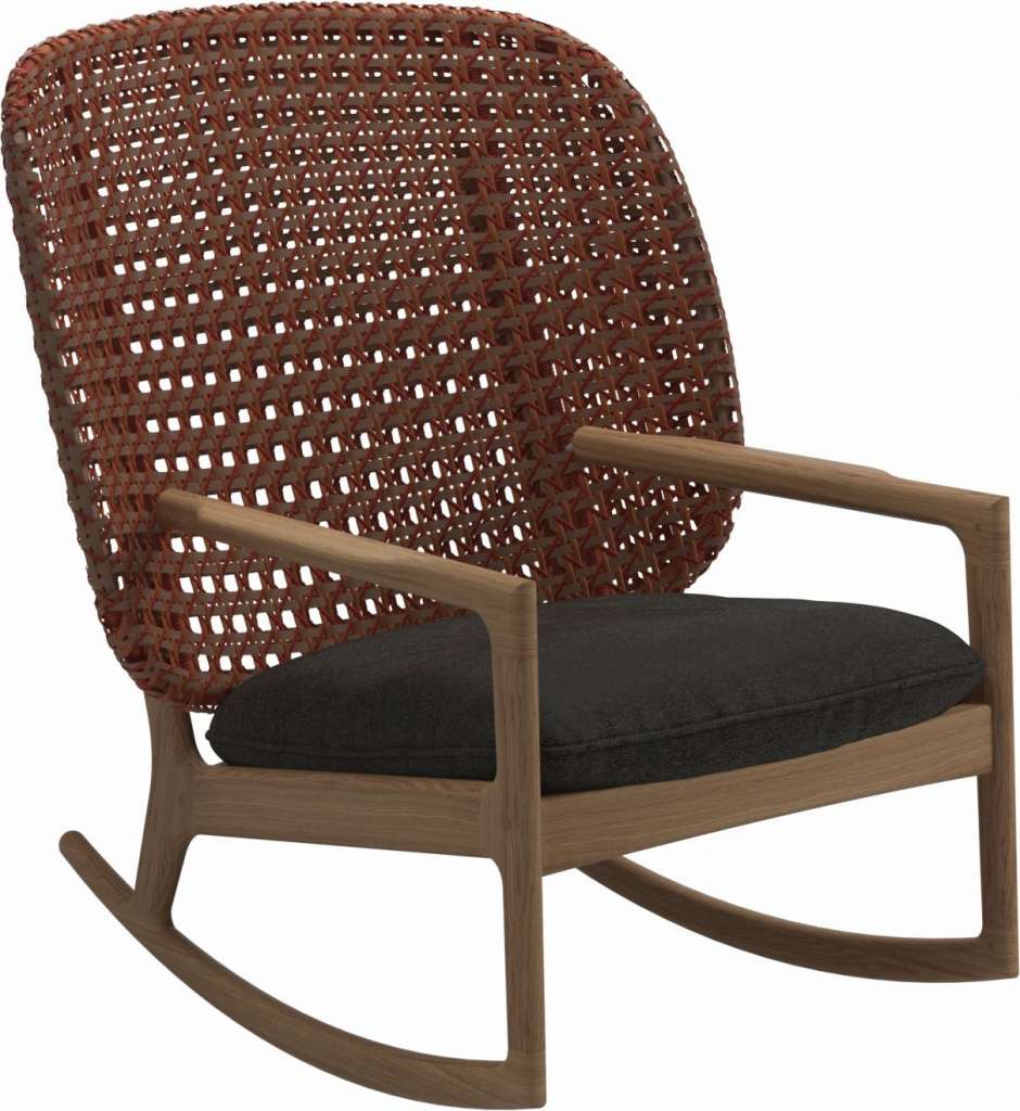 Gloster - Kay Schaukelstuhl High Back - Geflecht: Copper - Kissen:  - Tuck Sable - outdoor