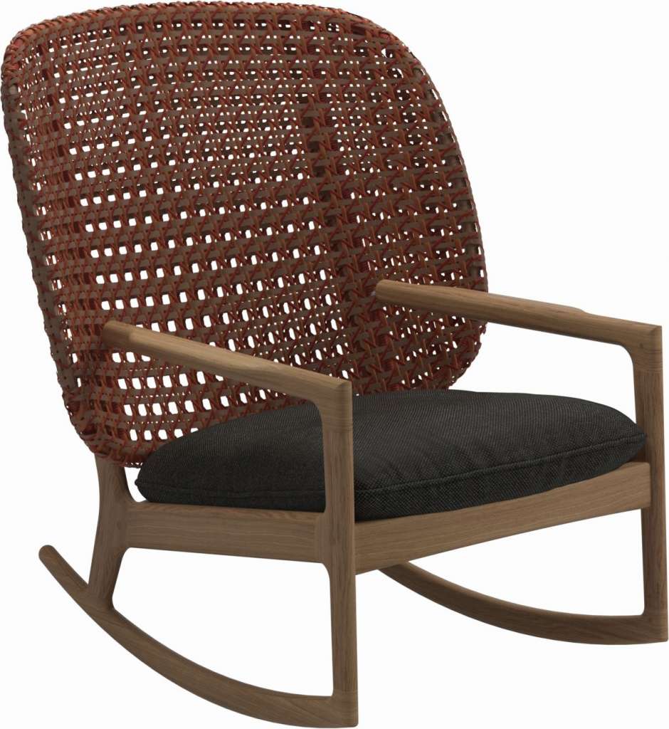 Gloster - Kay Schaukelstuhl High Back - Geflecht: Copper - Kissen:  - Ravel Sable - outdoor