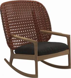 Gloster - Kay Schaukelstuhl High Back - Geflecht: Copper - Kissen:  - Ravel Sable - outdoor