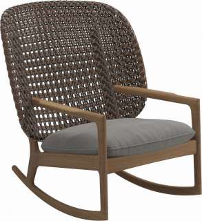 Gloster - Kay Schaukelstuhl High Back - Geflecht: Brindle - Kissen:  - Fife Canvas Grey - outdoor