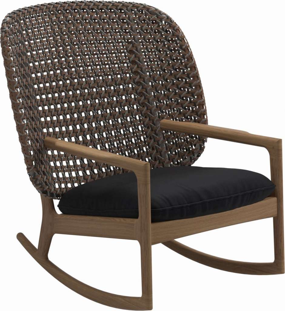 Gloster - Kay Schaukelstuhl High Back - Geflecht: Brindle - Kissen:  - Fife Soot Blue - outdoor