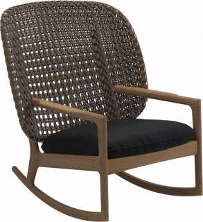 Gloster - Kay Schaukelstuhl High Back - Geflecht: Brindle - Kissen:  - Fife Soot Blue - outdoor