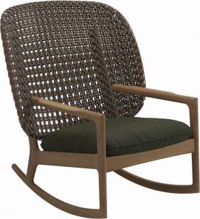 Gloster - Kay Schaukelstuhl High Back - Geflecht: Brindle - Kissen:  - Fife Olive - outdoor