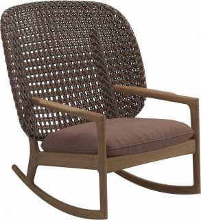Gloster - Kay Schaukelstuhl High Back - Geflecht: Brindle - Kissen:  - Fife Warm Rose - outdoor