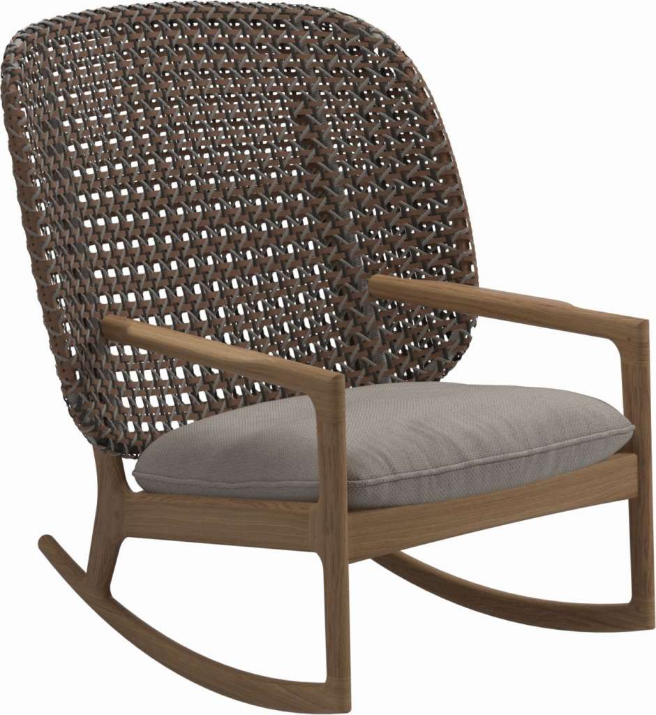 Gloster - Kay Schaukelstuhl High Back - Geflecht: Brindle - Kissen:  - Couture Pebble - outdoor