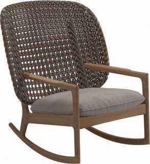 Gloster - Kay Schaukelstuhl High Back - Geflecht: Brindle - Kissen:  - Couture Pebble - outdoor
