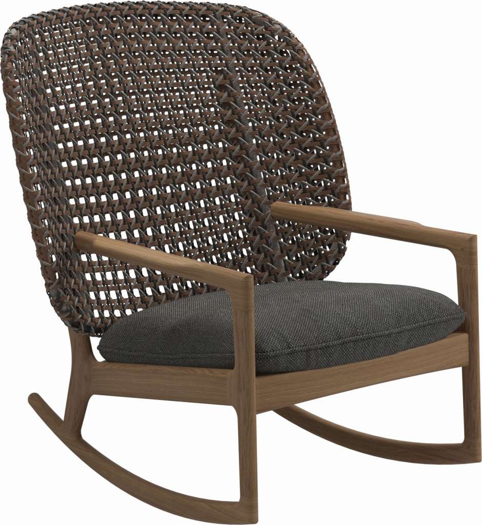 Gloster - Kay Schaukelstuhl High Back - Geflecht: Brindle - Kissen:  - Couture Coal - outdoor