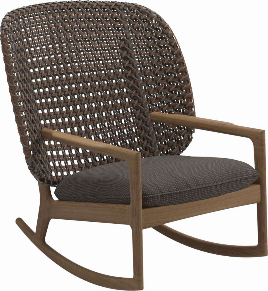 Gloster - Kay Schaukelstuhl High Back - Geflecht: Brindle - Kissen:  - Robben Charcoal - outdoor