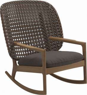 Gloster - Kay Schaukelstuhl High Back - Geflecht: Brindle - Kissen:  - Robben Charcoal - outdoor