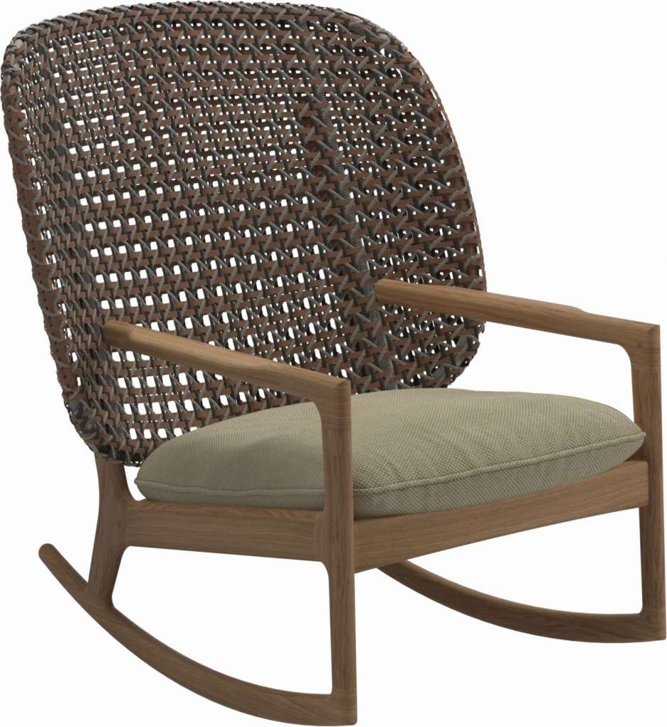 Gloster - Kay Schaukelstuhl High Back - Geflecht: Brindle - Kissen:  - Robben Lichen - outdoor