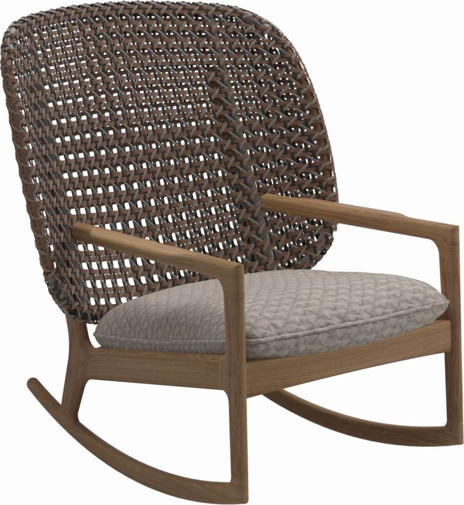 Gloster - Kay Schaukelstuhl High Back - Geflecht: Brindle - Kissen:  - Wave Buff - outdoor