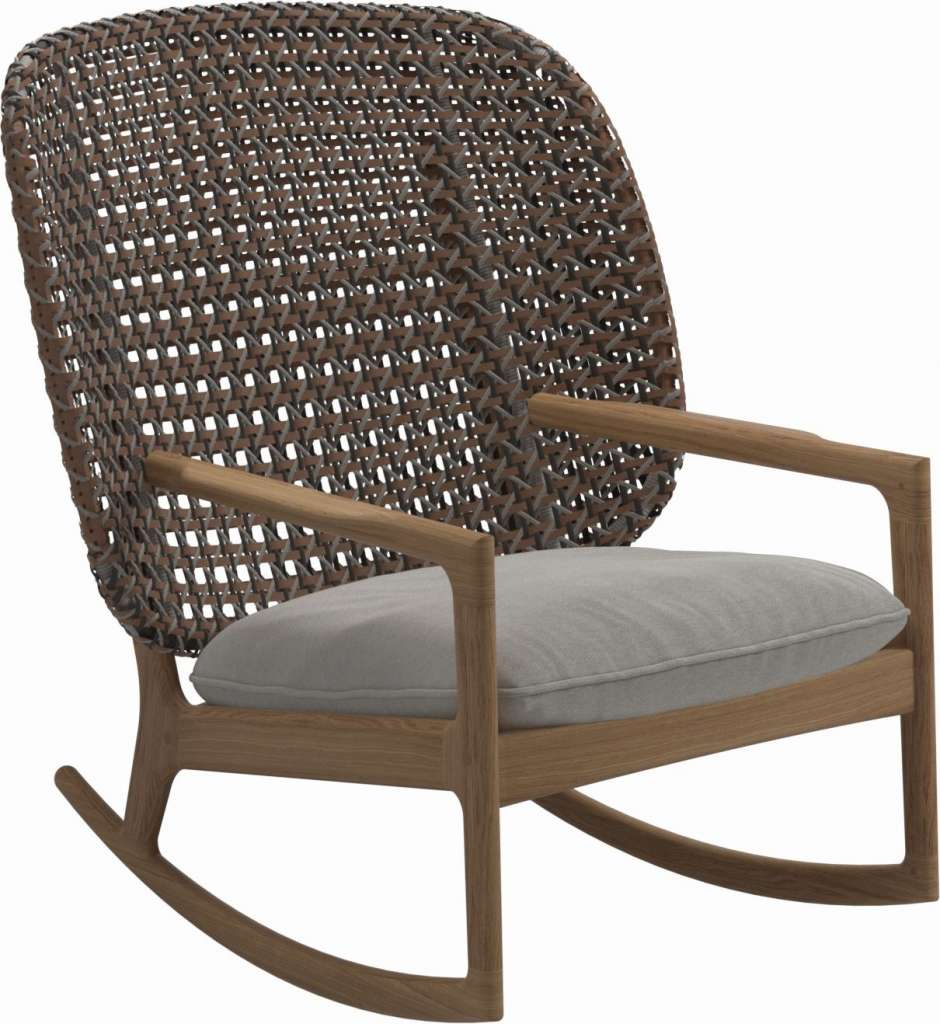 Gloster - Kay Schaukelstuhl High Back - Geflecht: Brindle - Kissen:  - Tuck Malt - outdoor