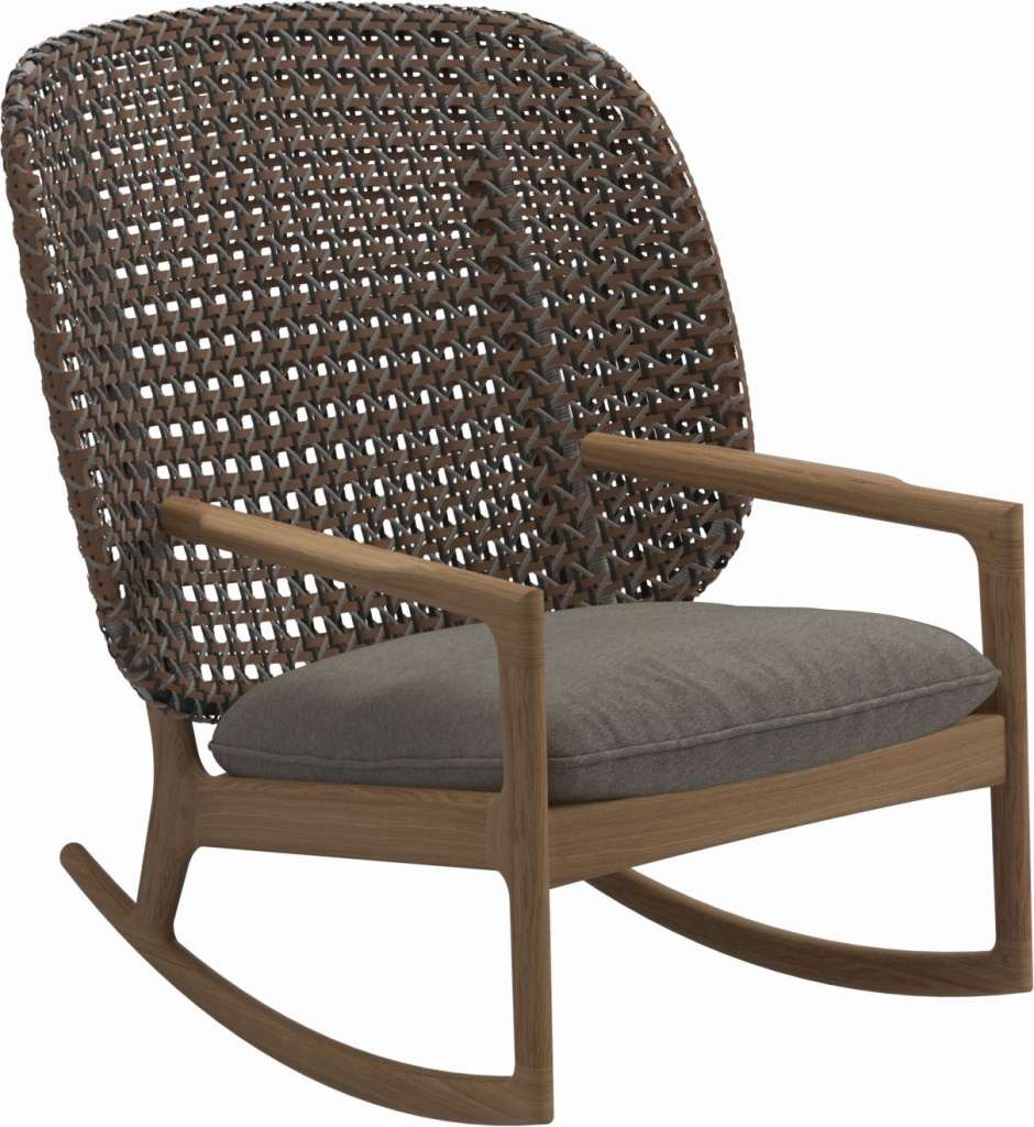 Gloster - Kay Schaukelstuhl High Back - Geflecht: Brindle - Kissen:  - Tuck Truffle - outdoor